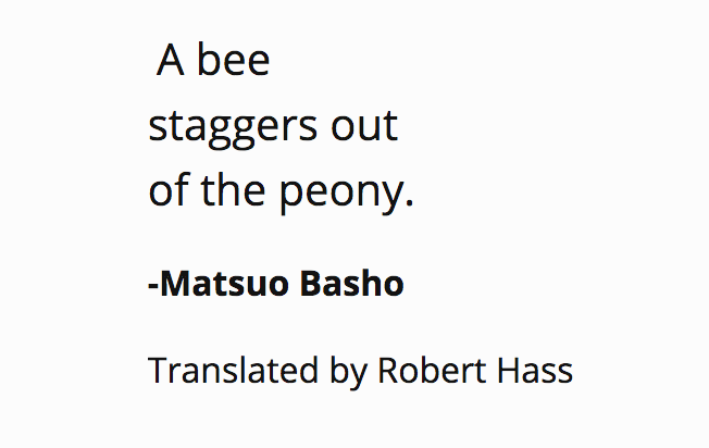 A bee staggers out of the peony by Matsuo Basho